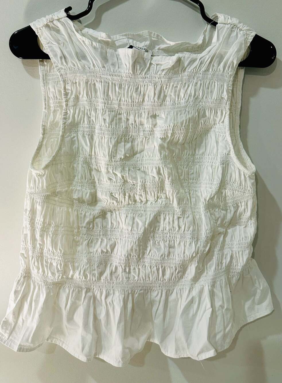 Free Assembly Smocked Sleeveless Cotton Top Size M (8-10) White